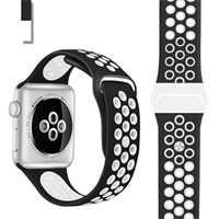 רצועת ספורט לשעון אפל Apple Watch 38/40/41/42 - צבע שחור לבן